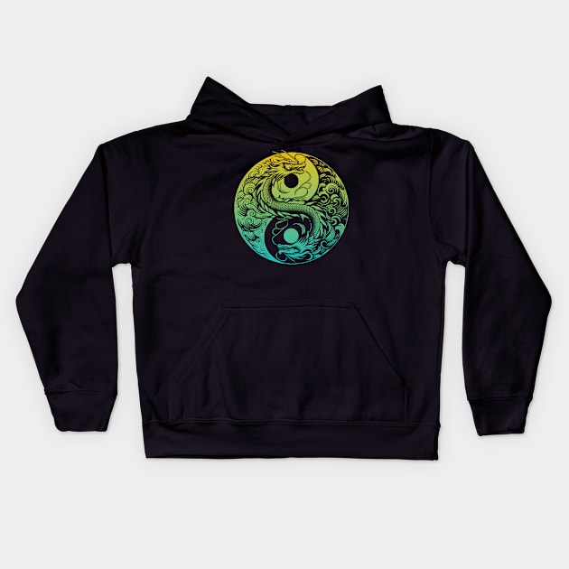 Yin yang dragon Kids Hoodie by Mechanime World